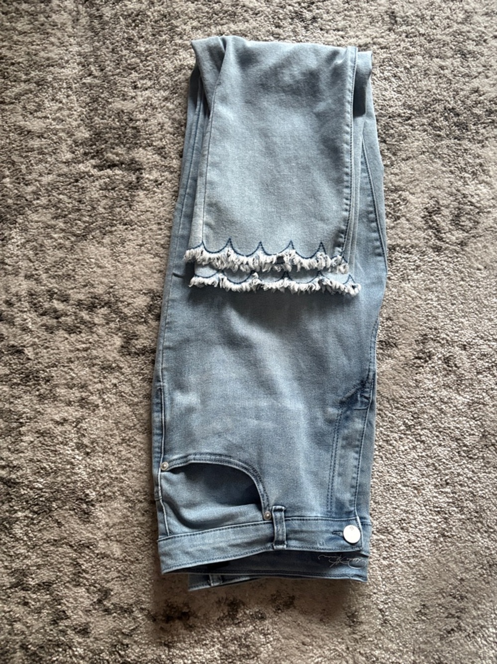 Women’s DG 2 faded Denim Jeans  with embroidery & fringed hem- 16WT